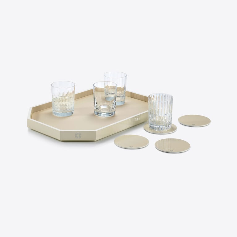 八角形托盘 M Baccarat, 白色油漆制成