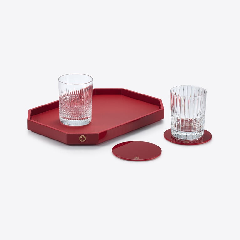 八角形托盘 M Baccarat, 红色油漆制成